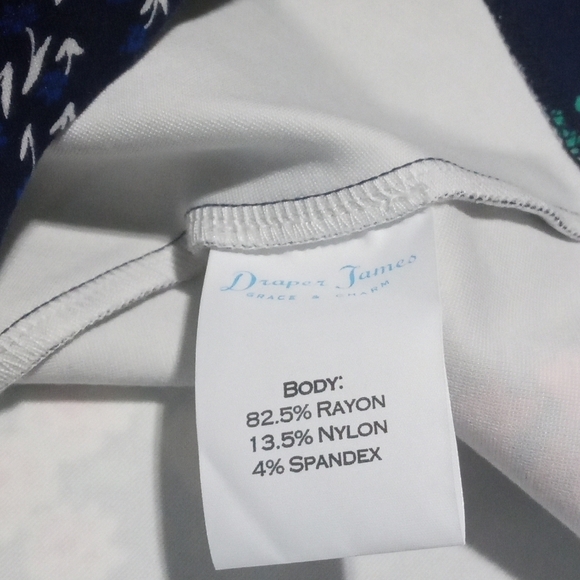 Draper James Floral Print Fit & Flare Dress Sleeveless Navy Blue Size Medium - Picture 4 of 6